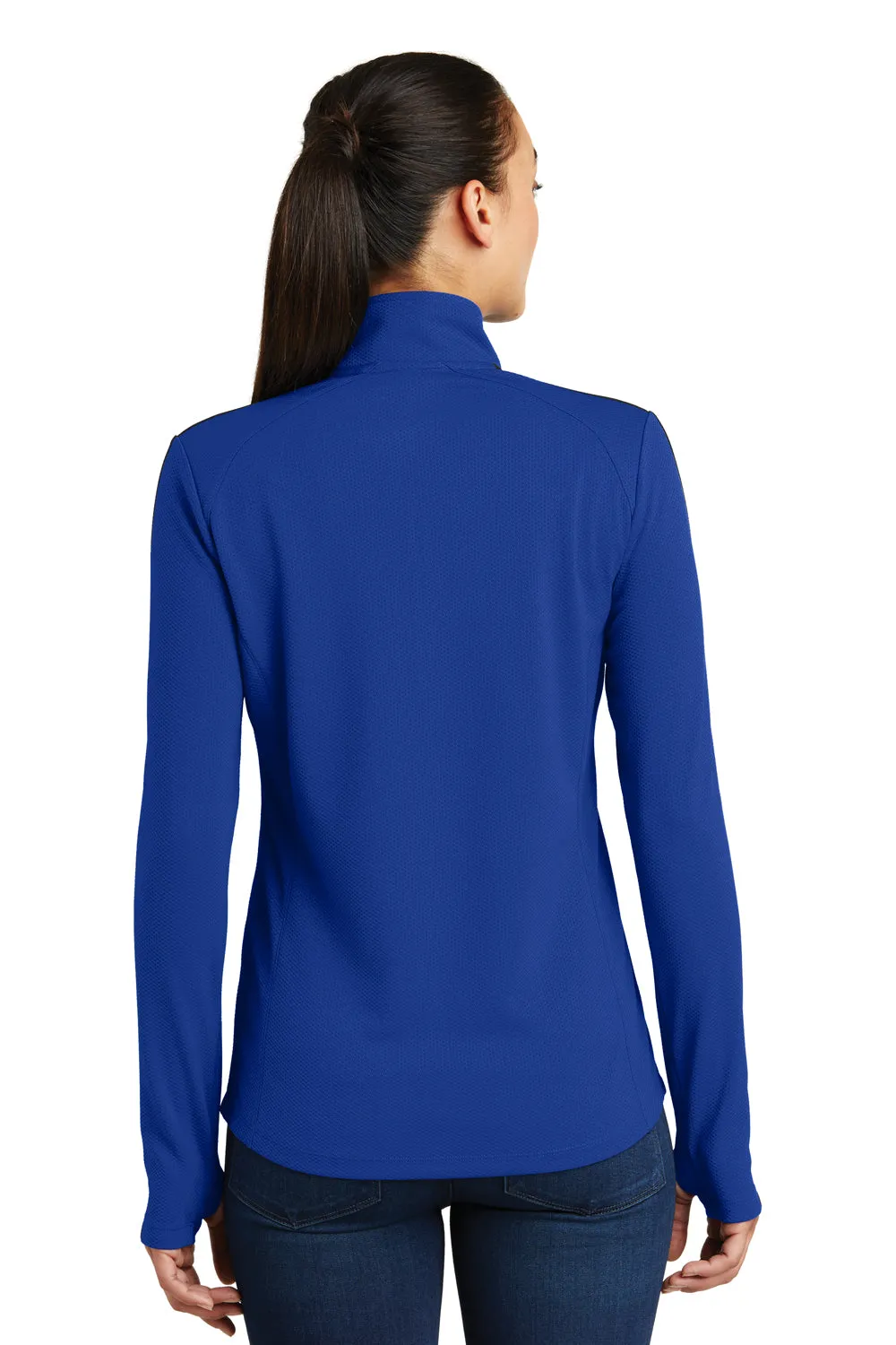 Sport-Tek Womens Sport-Wick Moisture Wicking 1/4 Zip Sweatshirt - True Royal Blue/Black - Closeout Clothing Sport-Tek