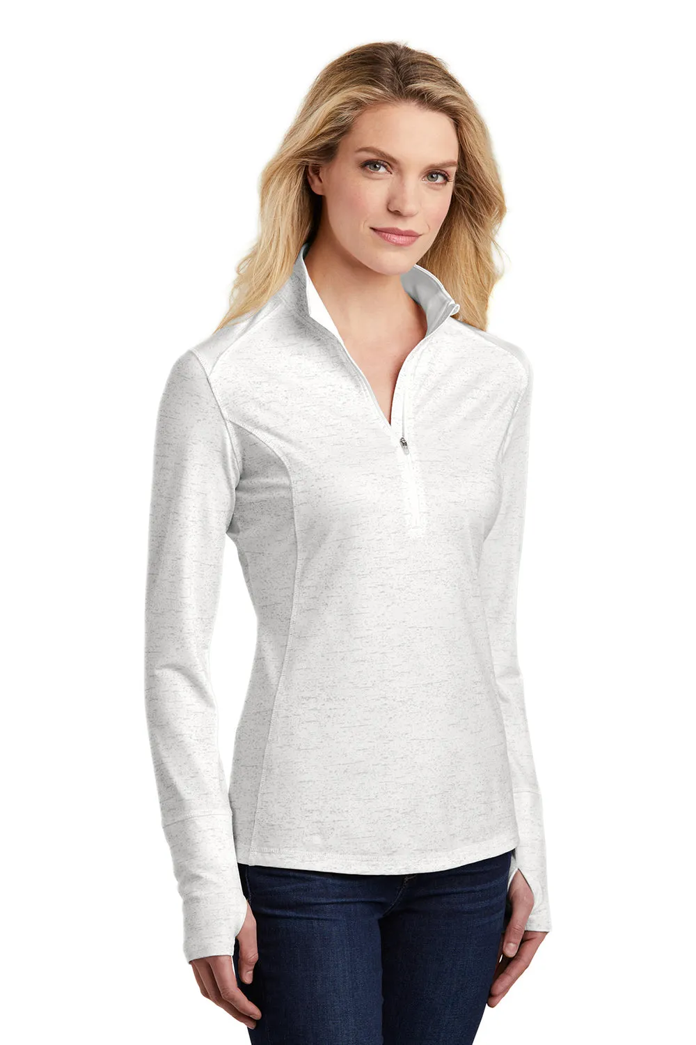 Sport-Tek Womens Sport-Wick Moisture Wicking 1/4 Zip Sweatshirt - White - Closeout Clothing Sport-Tek