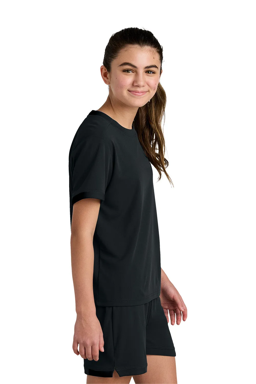 Sport-Tek Youth Club Moisture Wicking Short Sleeve Crewneck T-Shirt - Black/Black Clothing Sport-Tek