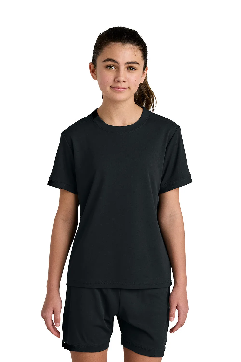 Sport-Tek Youth Club Moisture Wicking Short Sleeve Crewneck T-Shirt - Black/Black Clothing Sport-Tek