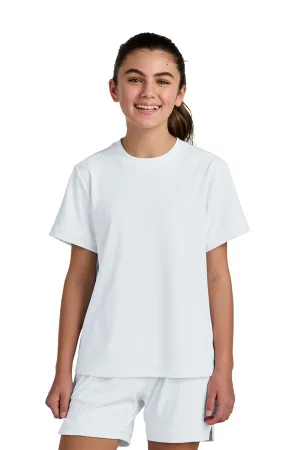 Sport-Tek Youth Club Moisture Wicking Short Sleeve Crewneck T-Shirt - White/White Clothing Sport-Tek