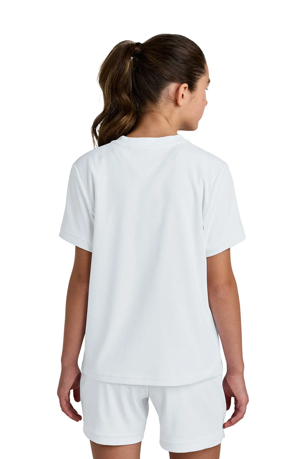 Sport-Tek Youth Club Moisture Wicking Short Sleeve Crewneck T-Shirt - White/White Clothing Sport-Tek