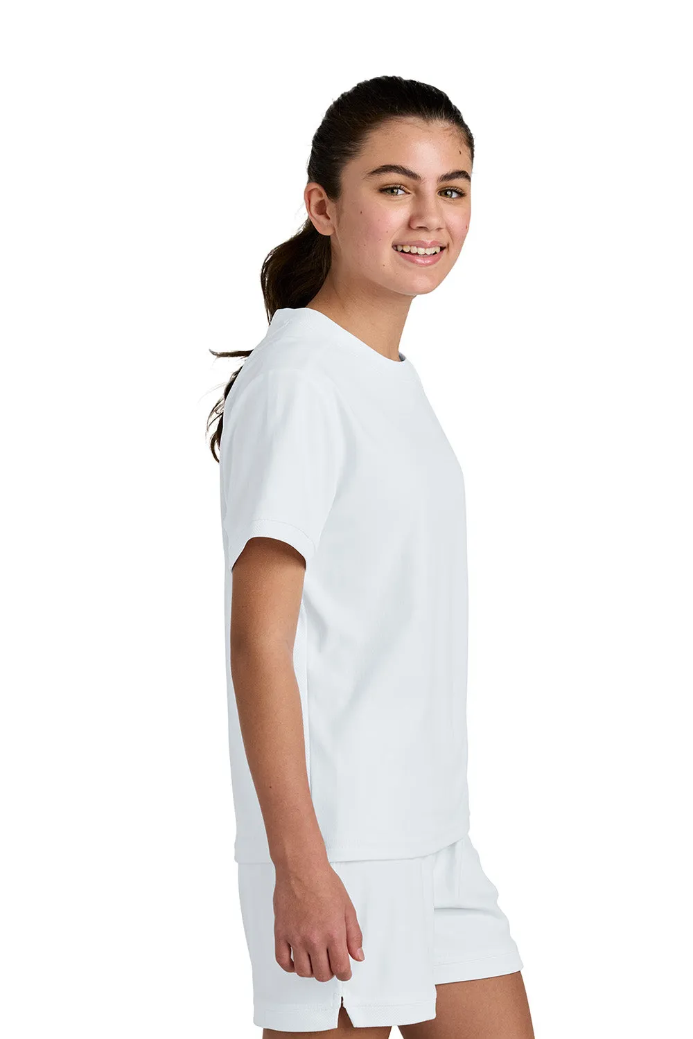 Sport-Tek Youth Club Moisture Wicking Short Sleeve Crewneck T-Shirt - White/White Clothing Sport-Tek