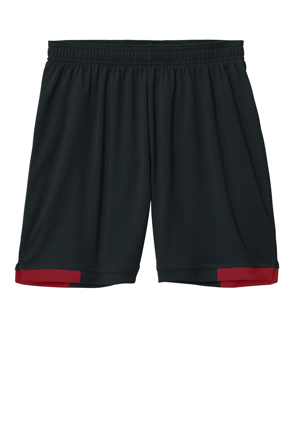 Sport-Tek Youth Club Moisture Wicking Shorts - Black/Deep Red Clothing Sport-Tek