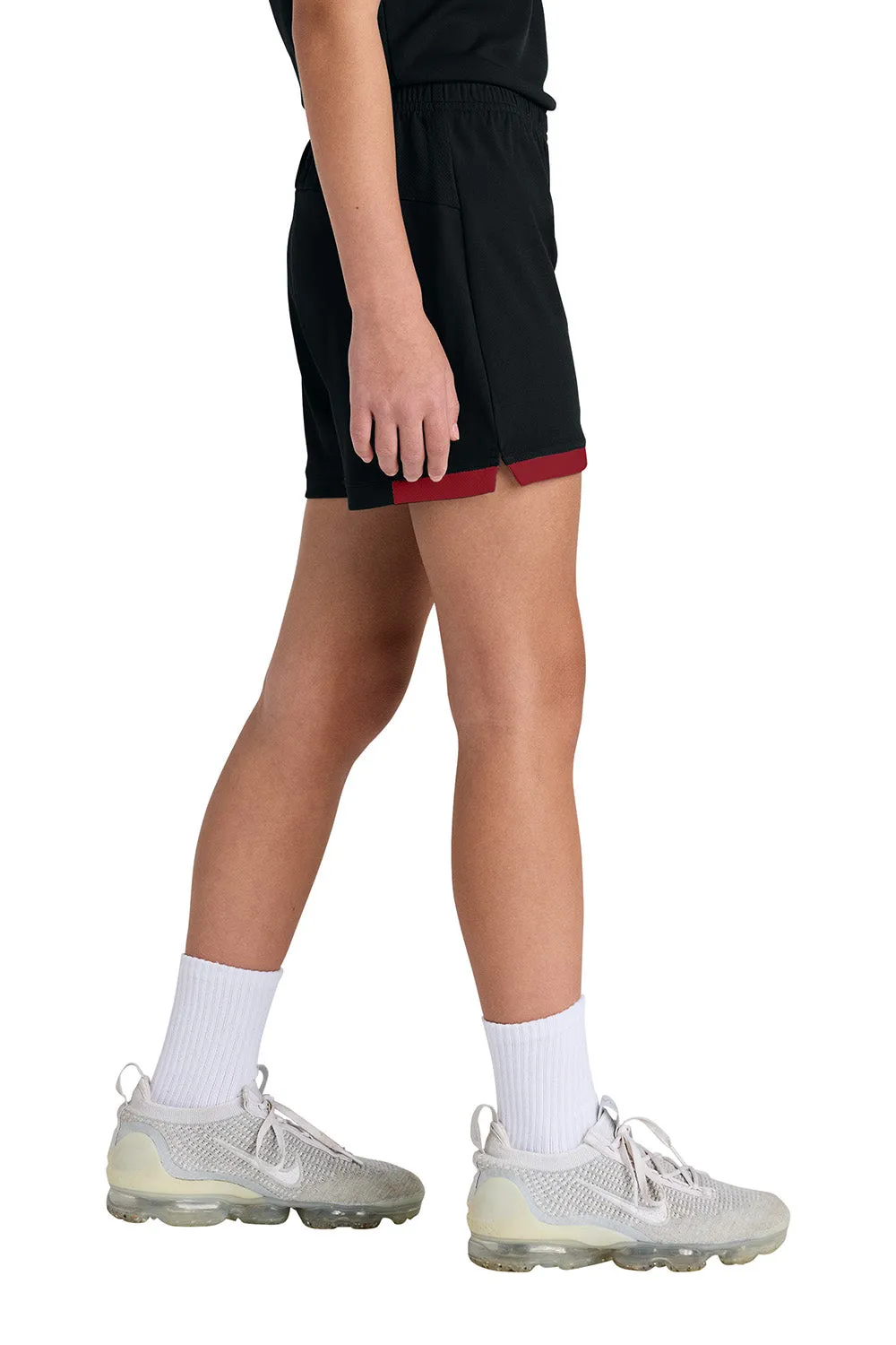 Sport-Tek Youth Club Moisture Wicking Shorts - Black/Deep Red Clothing Sport-Tek