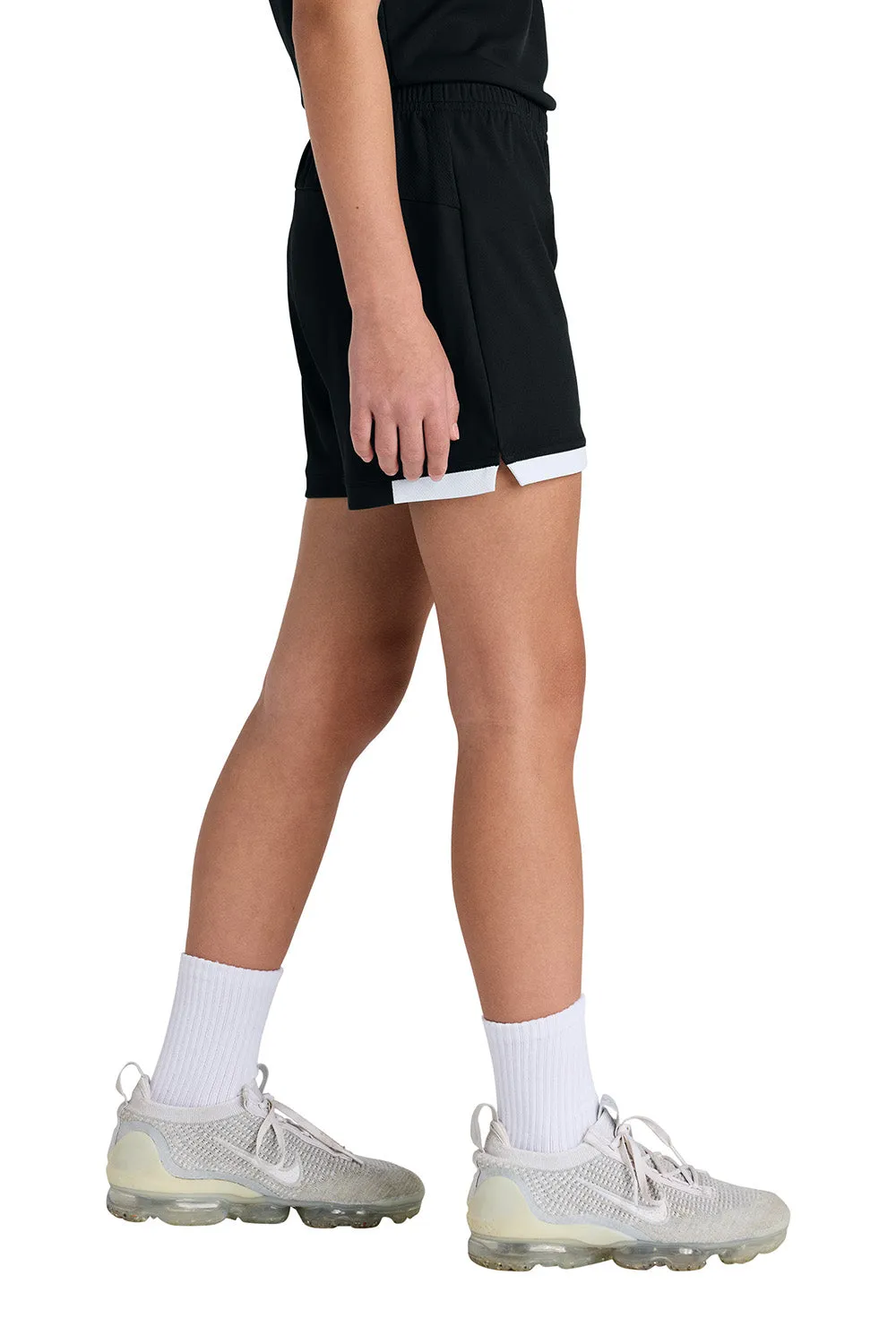 Sport-Tek Youth Club Moisture Wicking Shorts - Black/White Clothing Sport-Tek