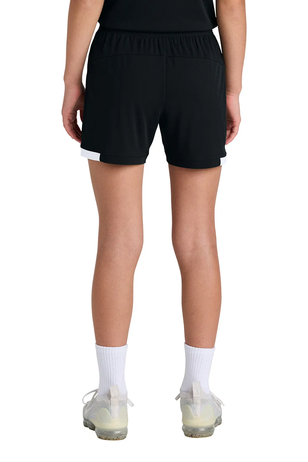 Sport-Tek Youth Club Moisture Wicking Shorts - Black/White Clothing Sport-Tek