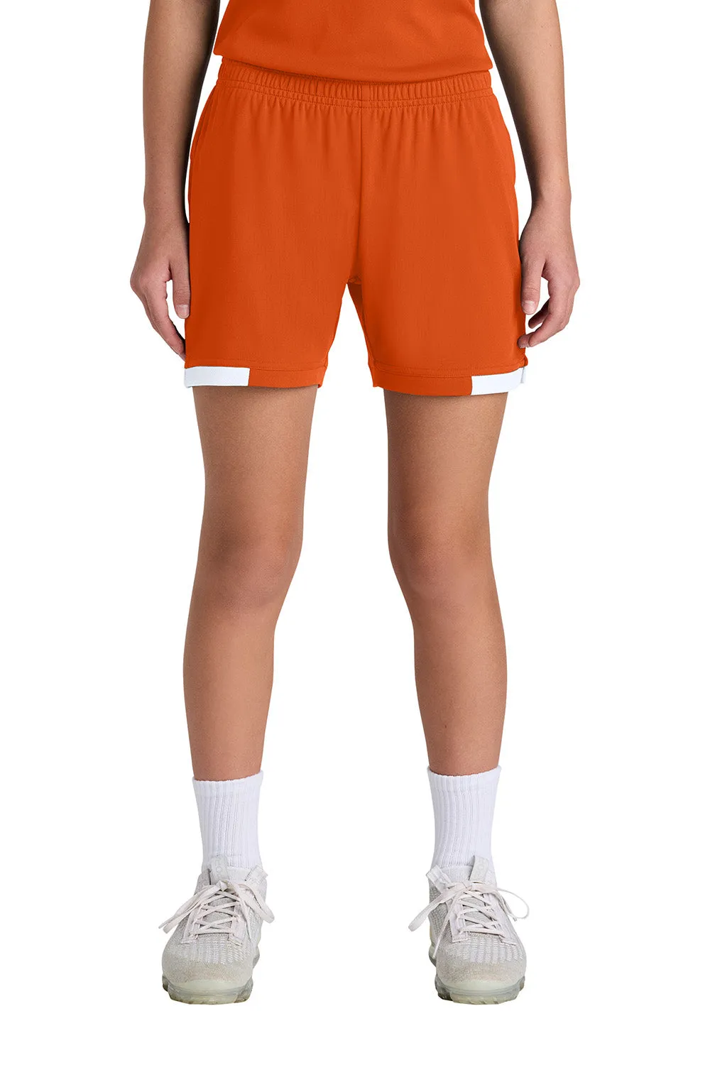 Sport-Tek Youth Club Moisture Wicking Shorts - Deep Orange/White Clothing Sport-Tek