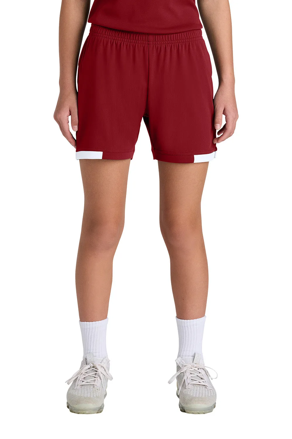 Sport-Tek Youth Club Moisture Wicking Shorts - Deep Red/White Clothing Sport-Tek