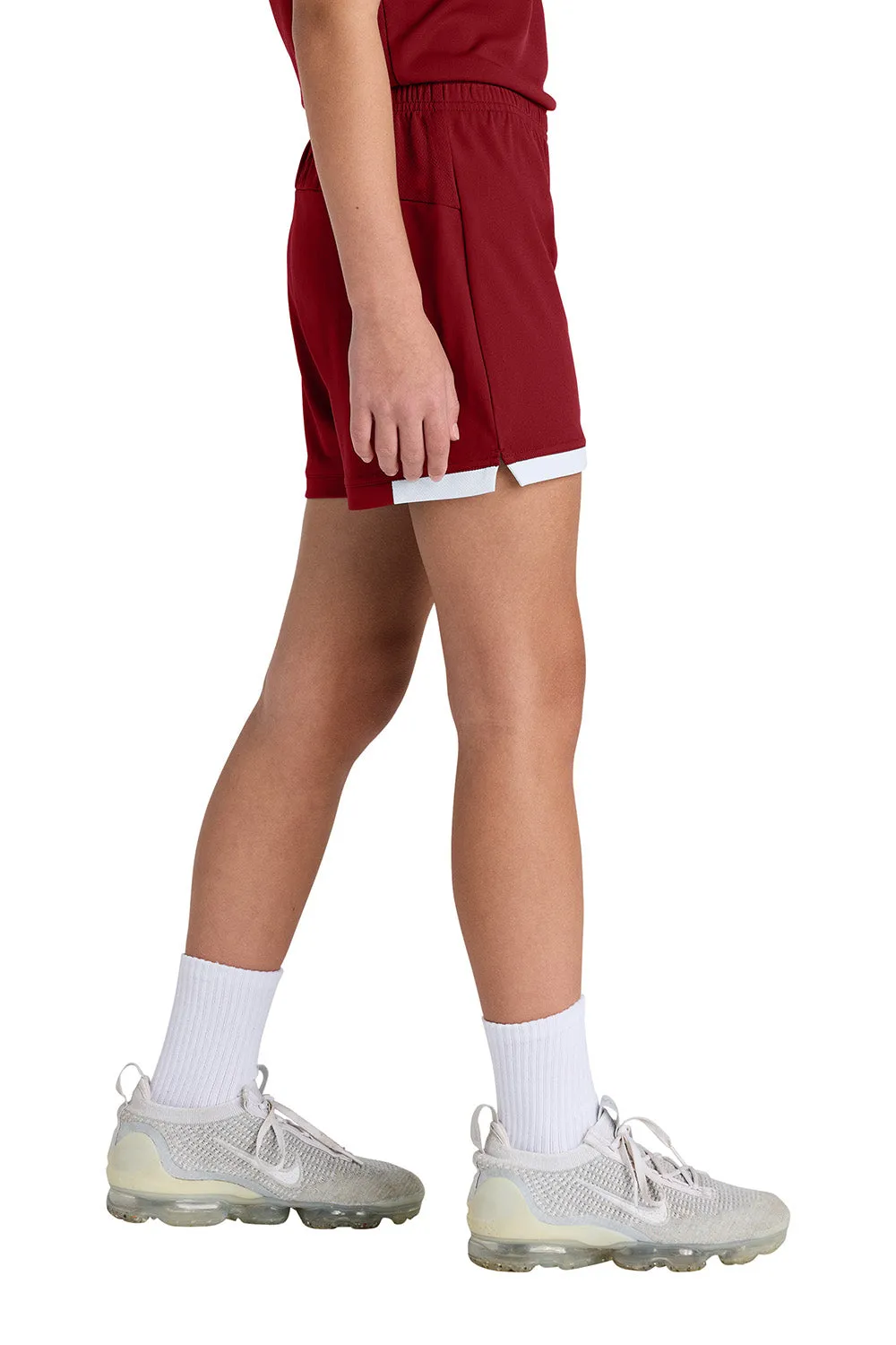 Sport-Tek Youth Club Moisture Wicking Shorts - Deep Red/White Clothing Sport-Tek