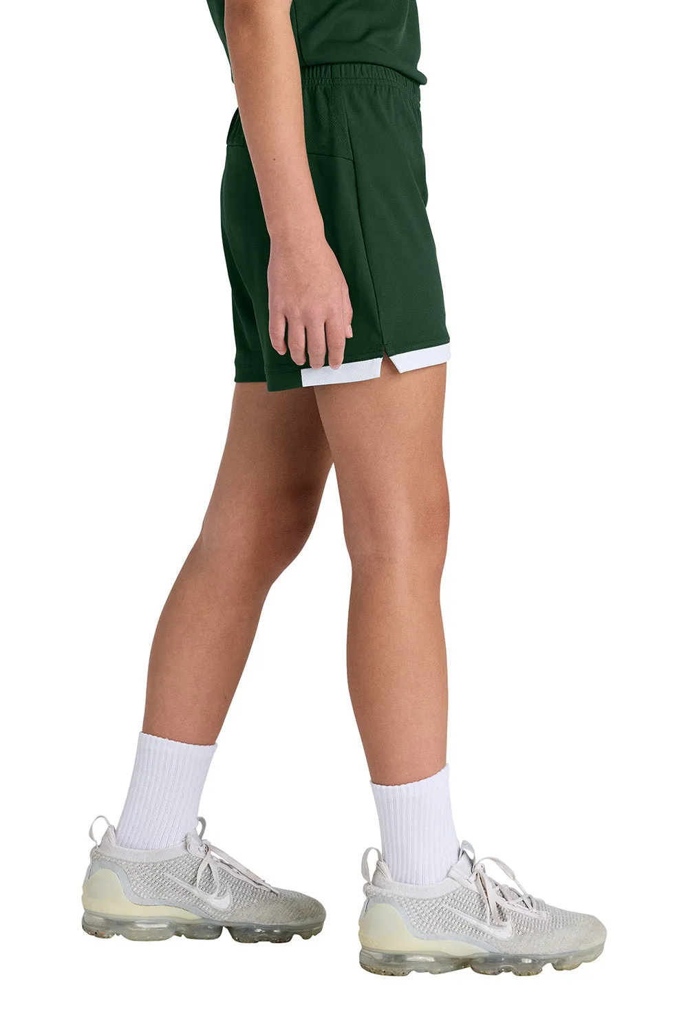 Sport-Tek Youth Club Moisture Wicking Shorts - Forest Green/White Clothing Sport-Tek