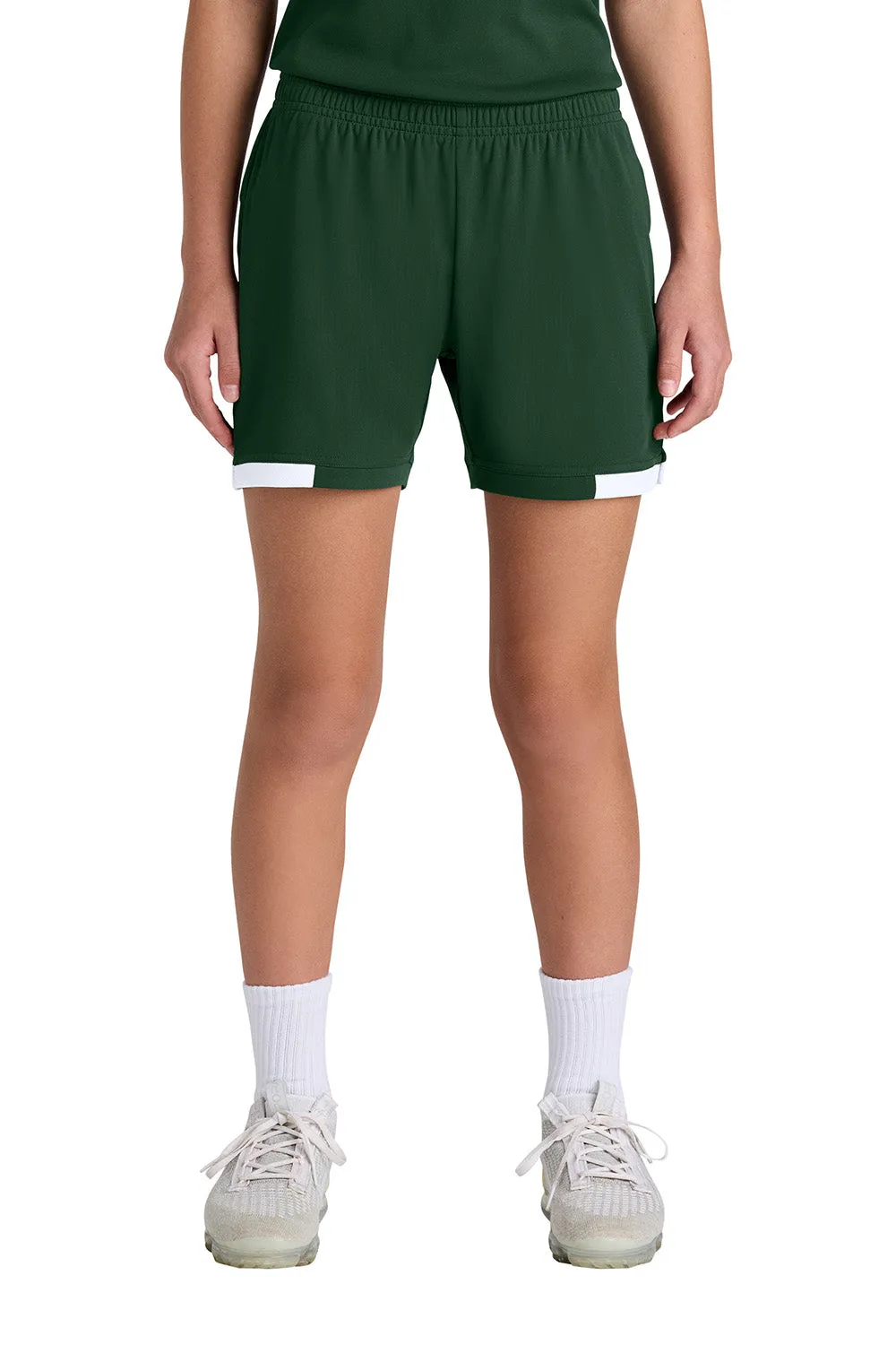 Sport-Tek Youth Club Moisture Wicking Shorts - Forest Green/White Clothing Sport-Tek