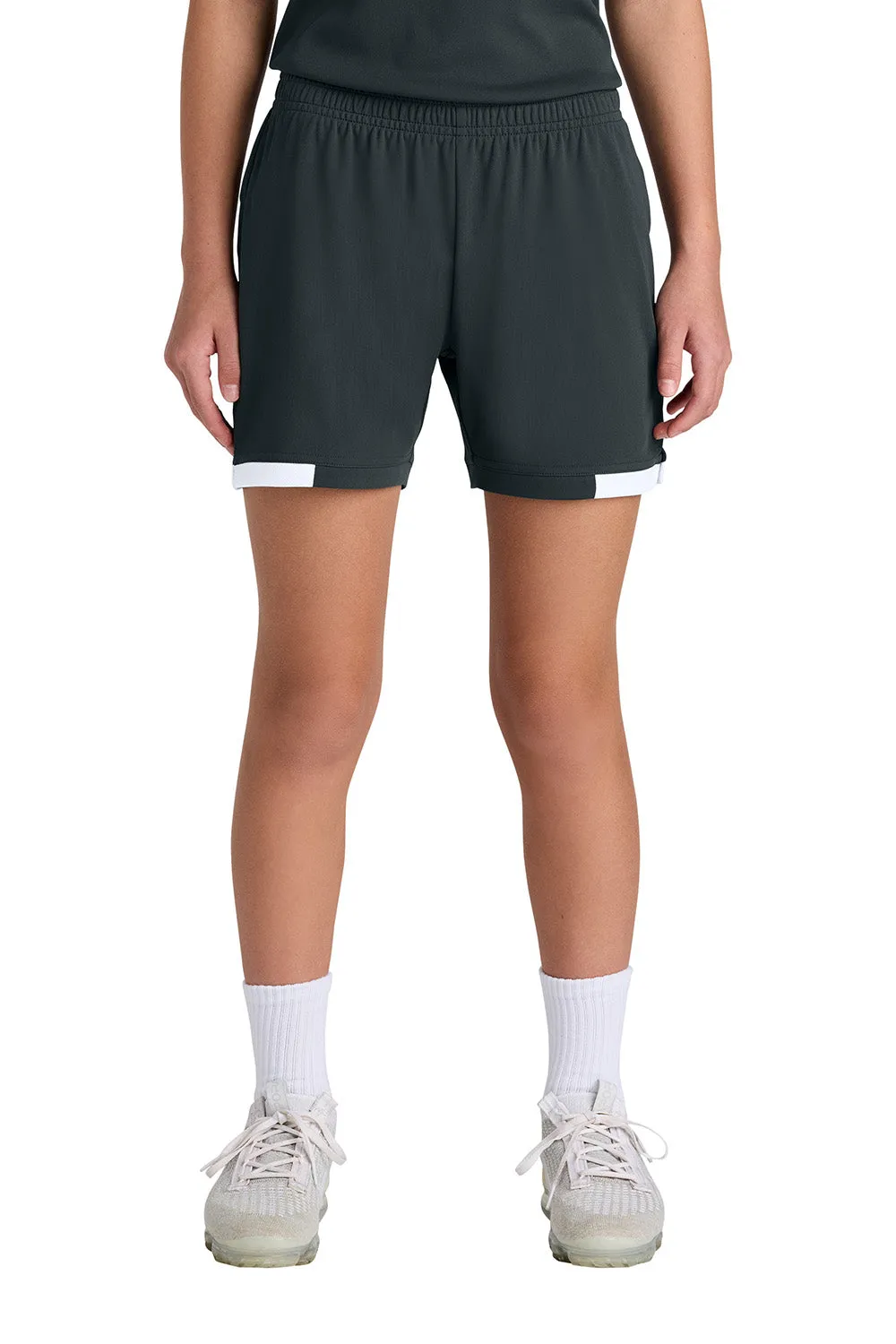 Sport-Tek Youth Club Moisture Wicking Shorts - Iron Grey/White Clothing Sport-Tek