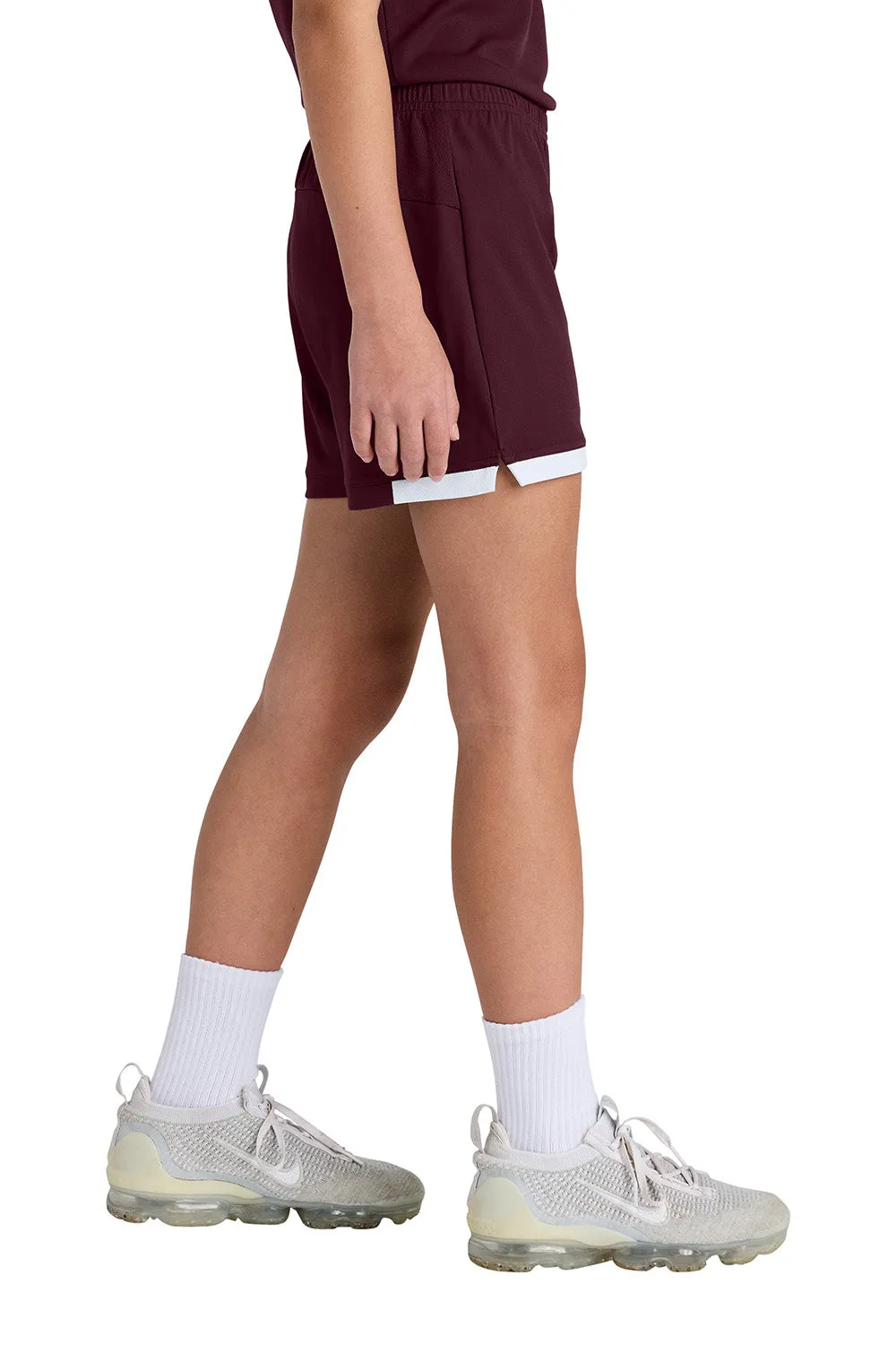 Sport-Tek Youth Club Moisture Wicking Shorts - Maroon/White Clothing Sport-Tek
