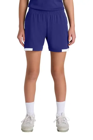 Sport-Tek Youth Club Moisture Wicking Shorts - Purple/White Clothing Sport-Tek