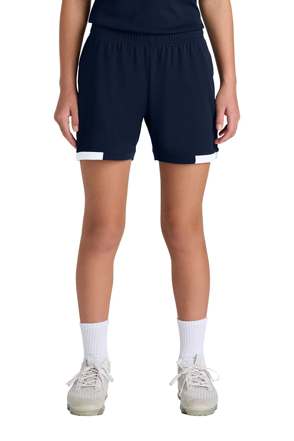 Sport-Tek Youth Club Moisture Wicking Shorts - True Navy Blue/White Clothing Sport-Tek