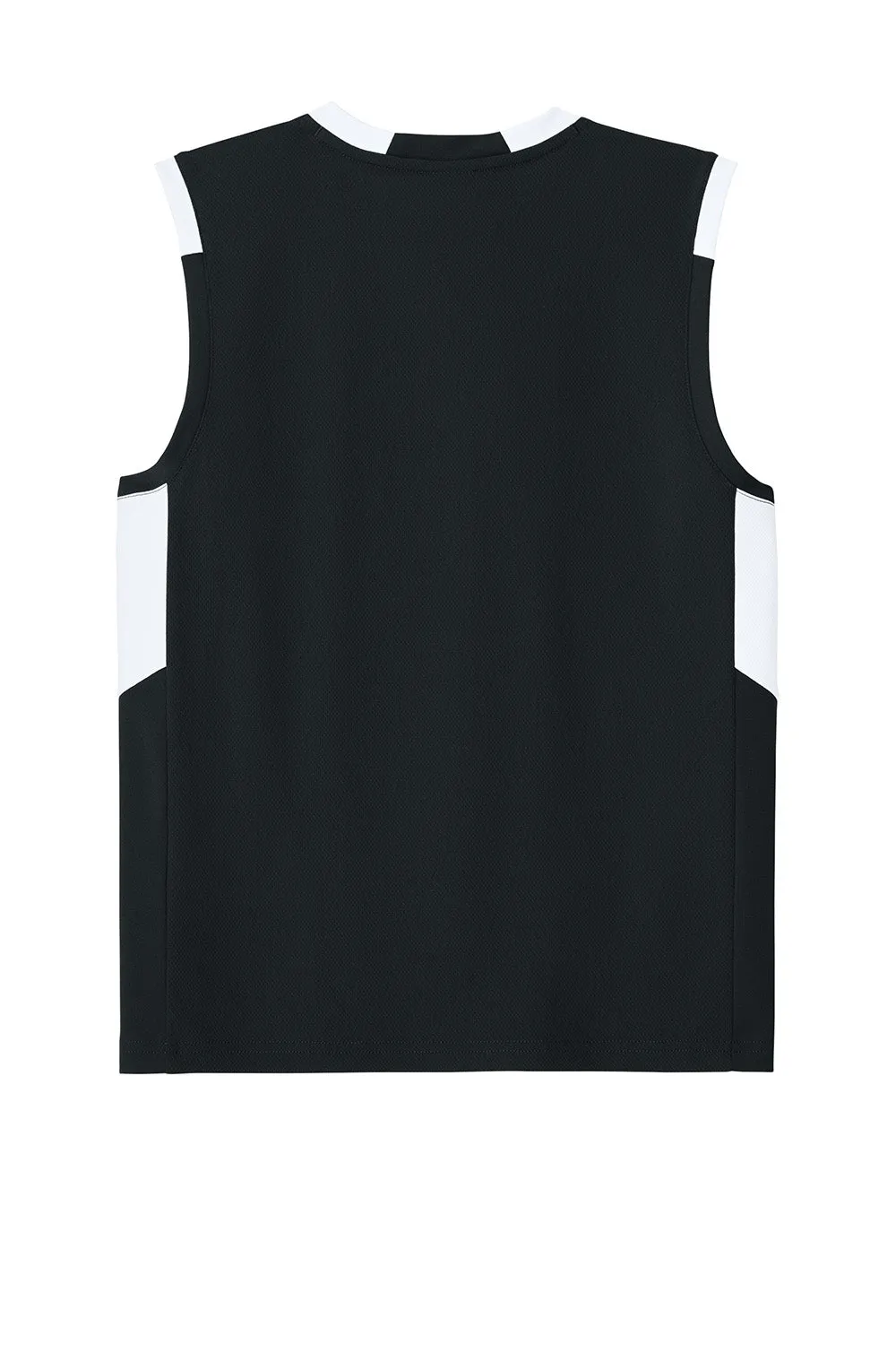 Sport-Tek Youth Club Moisture Wicking V-Neck Tank Top - Black/White Clothing Sport-Tek