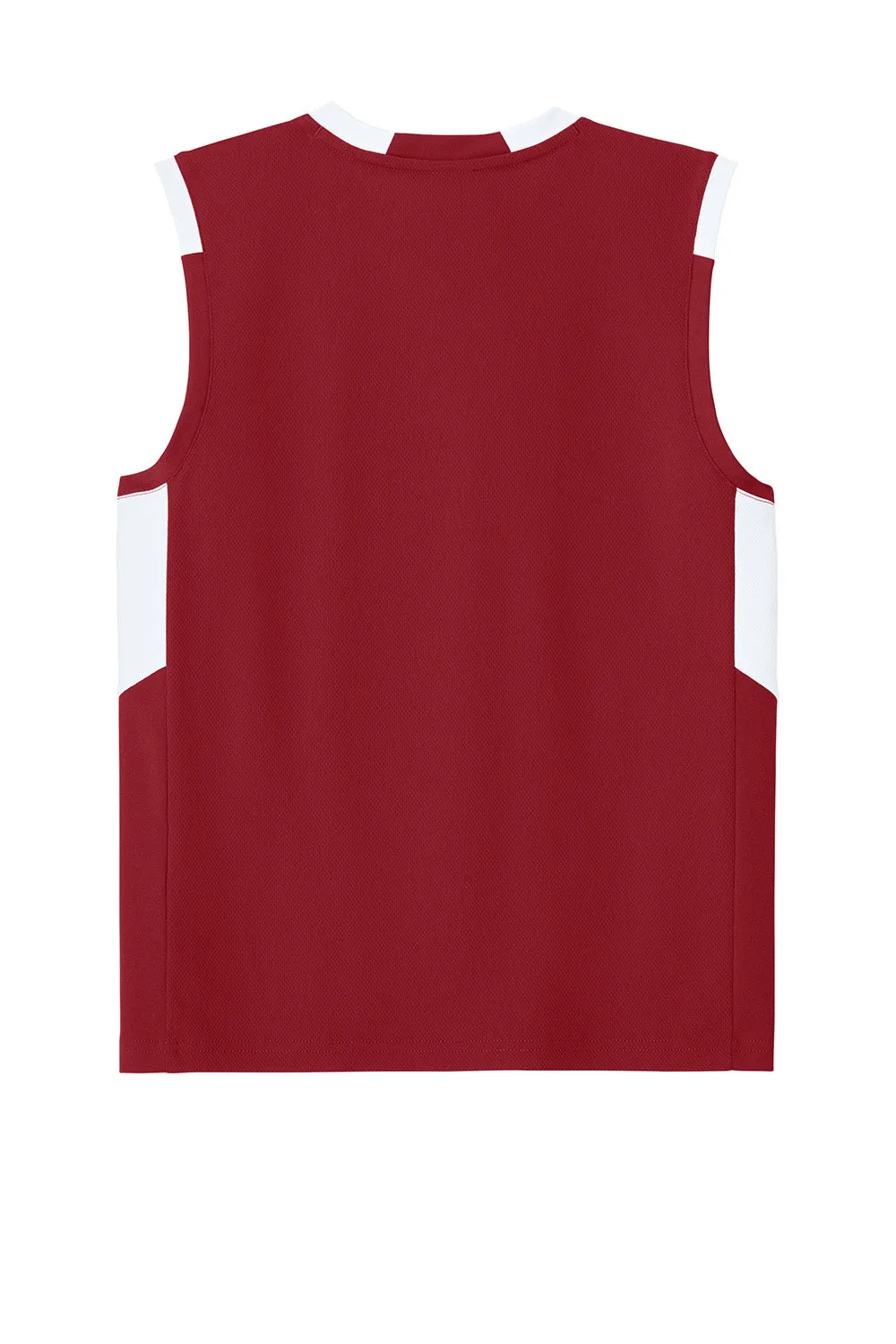 Sport-Tek Youth Club Moisture Wicking V-Neck Tank Top - Deep Red/White Clothing Sport-Tek