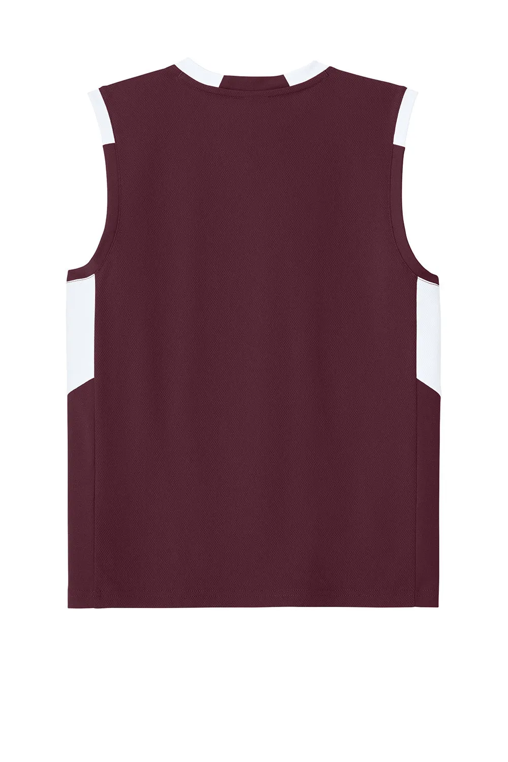 Sport-Tek Youth Club Moisture Wicking V-Neck Tank Top - Maroon/White Clothing Sport-Tek