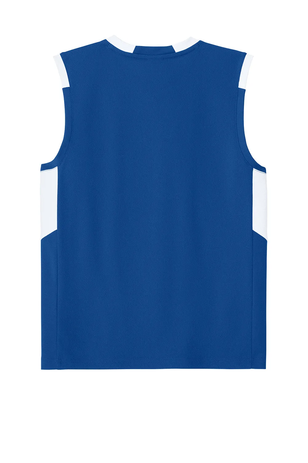 Sport-Tek Youth Club Moisture Wicking V-Neck Tank Top - True Royal Blue/White Clothing Sport-Tek