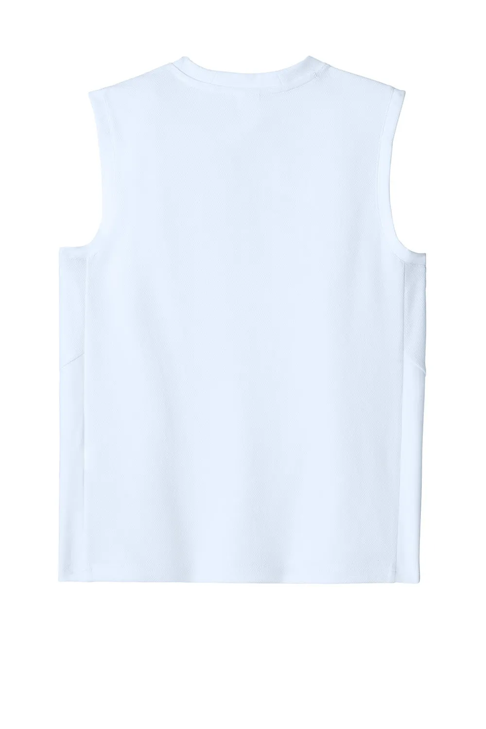 Sport-Tek Youth Club Moisture Wicking V-Neck Tank Top - White/White Clothing Sport-Tek