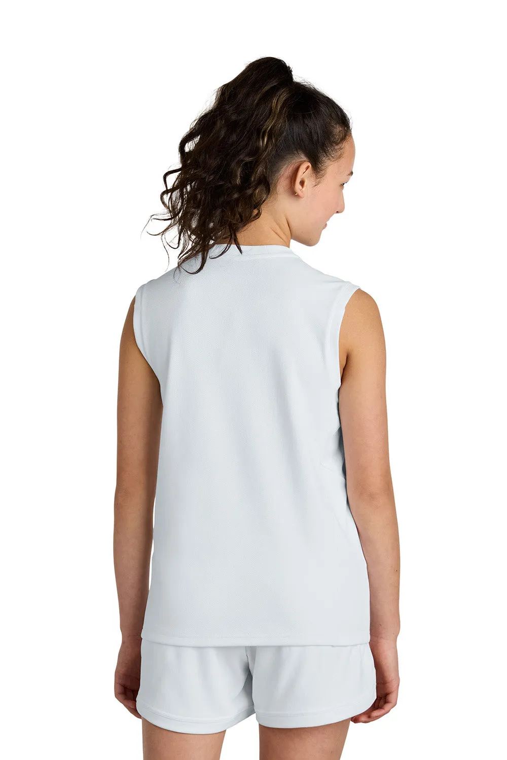Sport-Tek Youth Club Moisture Wicking V-Neck Tank Top - White/White Clothing Sport-Tek