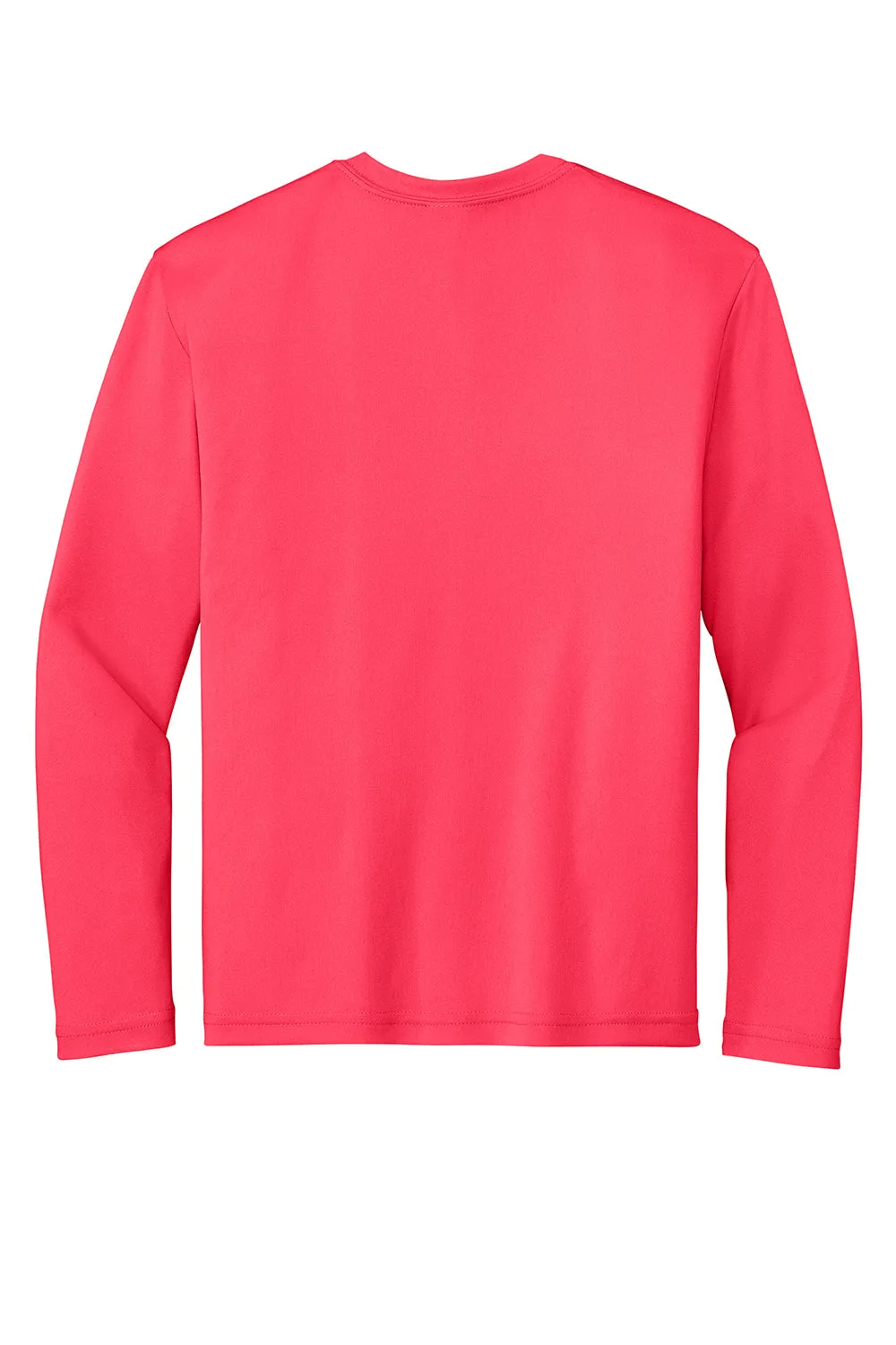 Sport-Tek Youth Competitor Moisture Wicking Long Sleeve Crewneck T-Shirt - Hot Coral Pink - Closeout Clothing Sport-Tek
