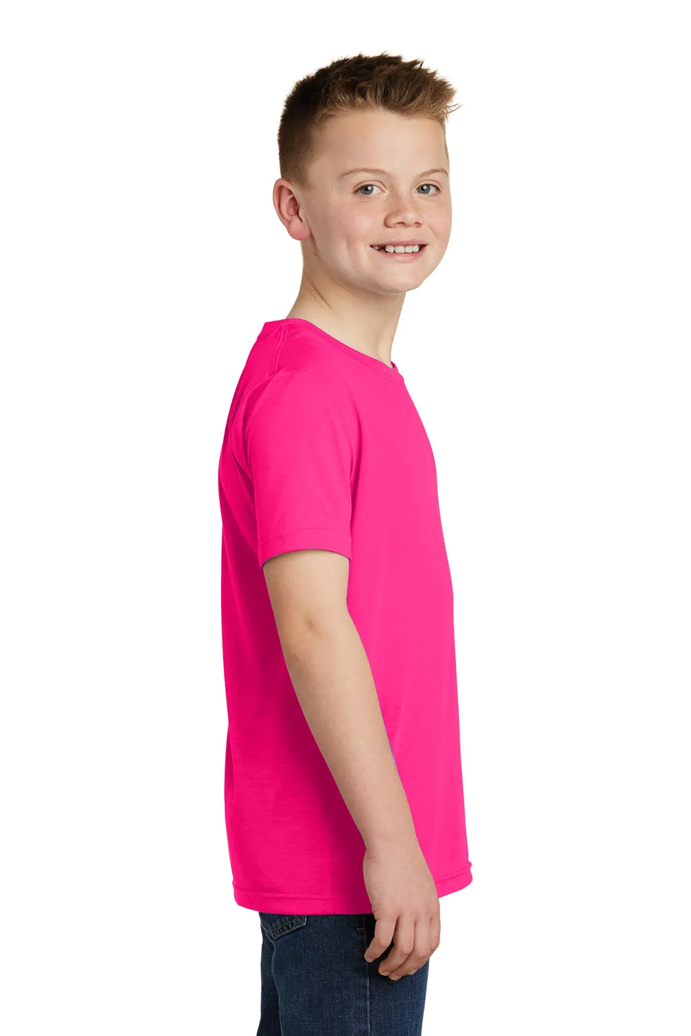 Sport-Tek Youth Competitor Moisture Wicking Short Sleeve Crewneck T-Shirt - Neon Pink - Closeout Clothing Sport-Tek