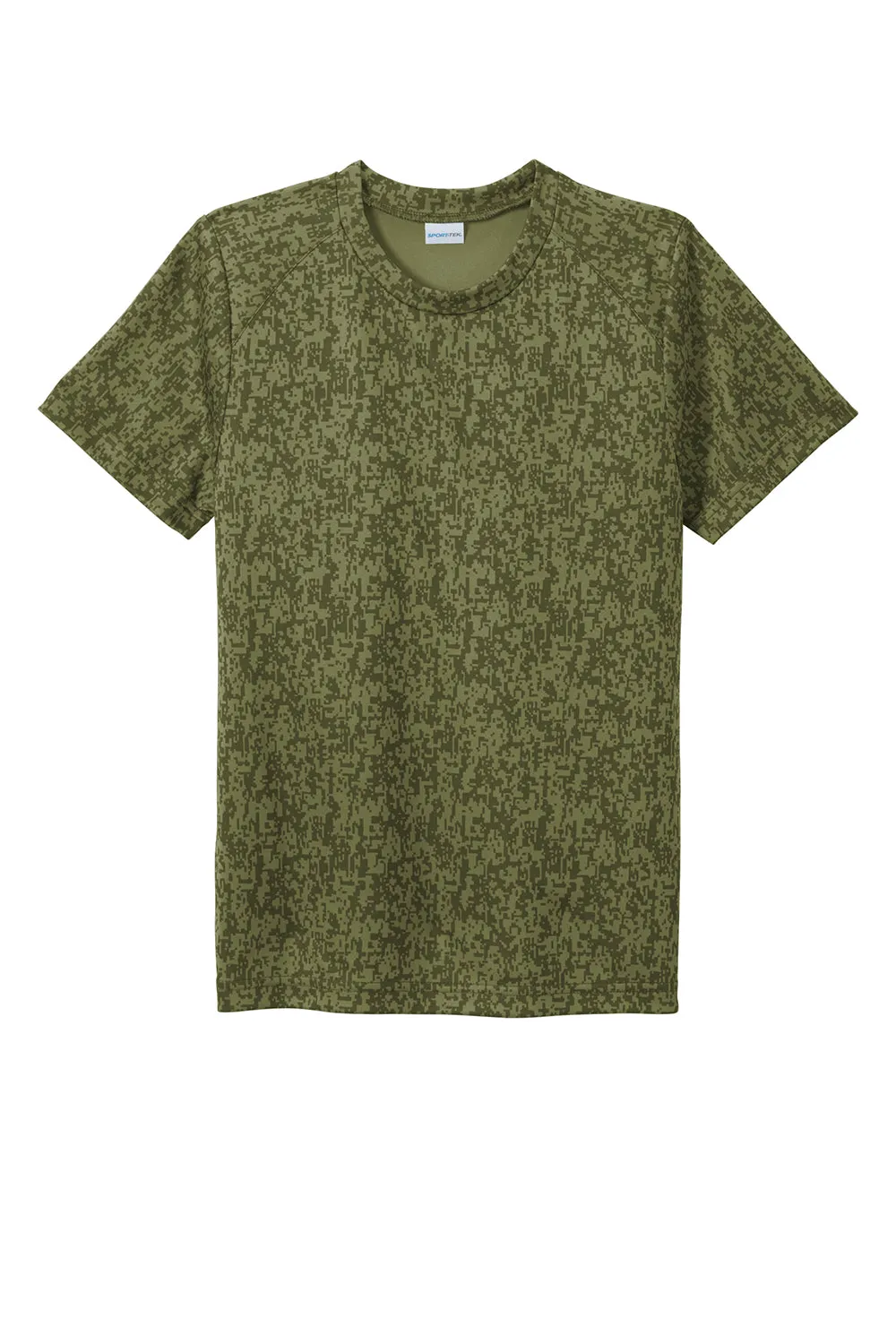 Sport-Tek Youth Digi Camo Moisture Wicking Short Sleeve Crewneck T-Shirt - Olive Drab Green Clothing Sport-Tek