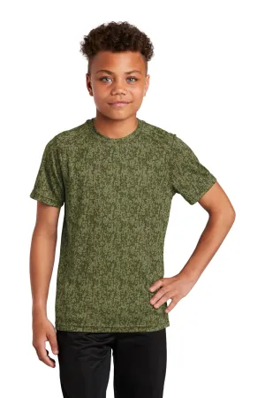 Sport-Tek Youth Digi Camo Moisture Wicking Short Sleeve Crewneck T-Shirt - Olive Drab Green Clothing Sport-Tek