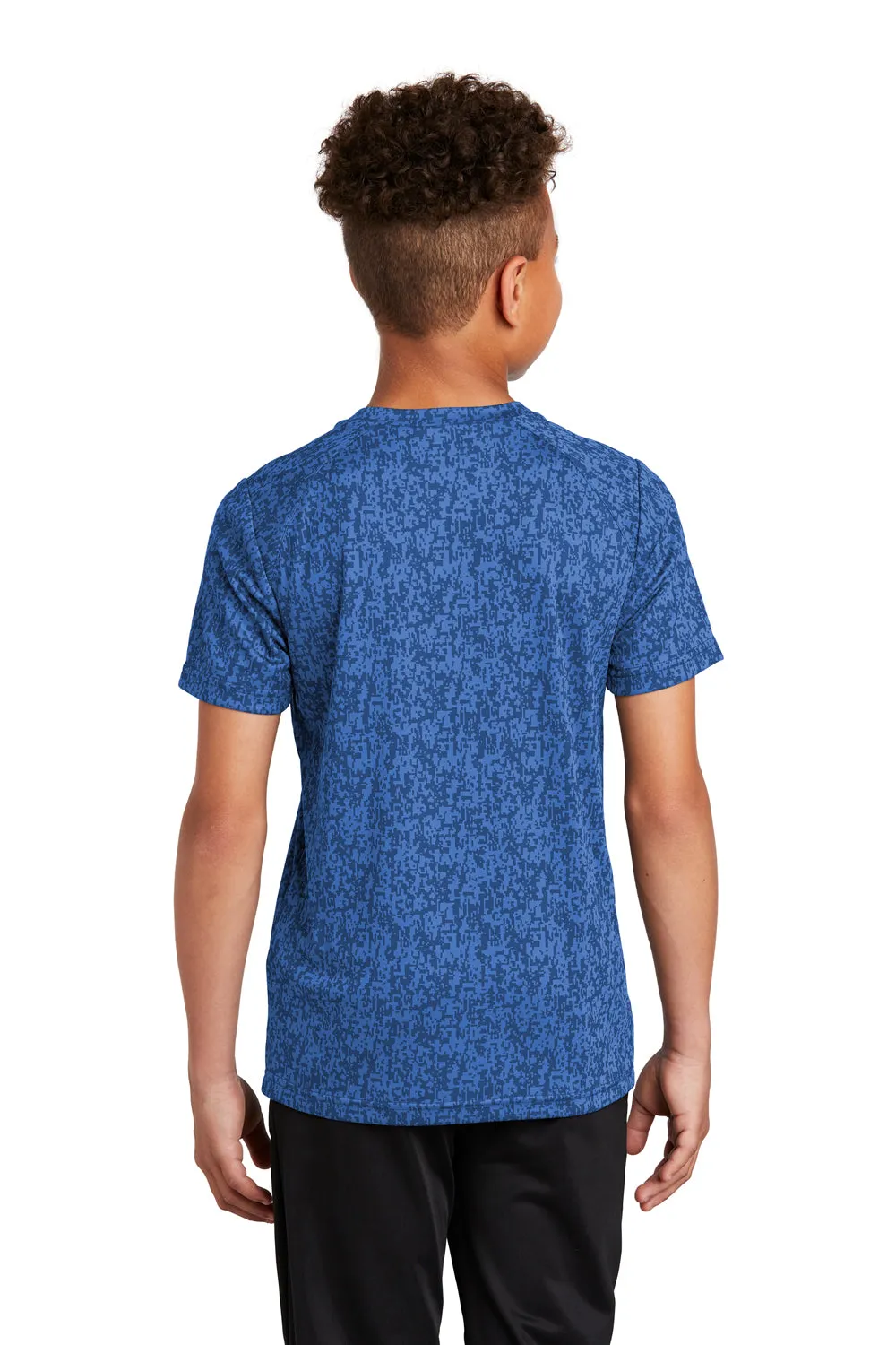 Sport-Tek Youth Digi Camo Moisture Wicking Short Sleeve Crewneck T-Shirt - Royal Blue Clothing Sport-Tek