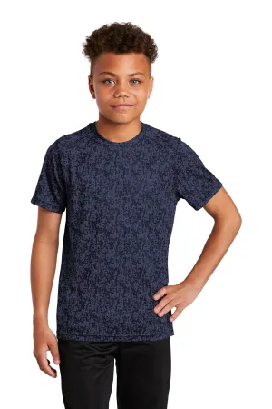 Sport-Tek Youth Digi Camo Moisture Wicking Short Sleeve Crewneck T-Shirt - True Navy Blue Clothing Sport-Tek