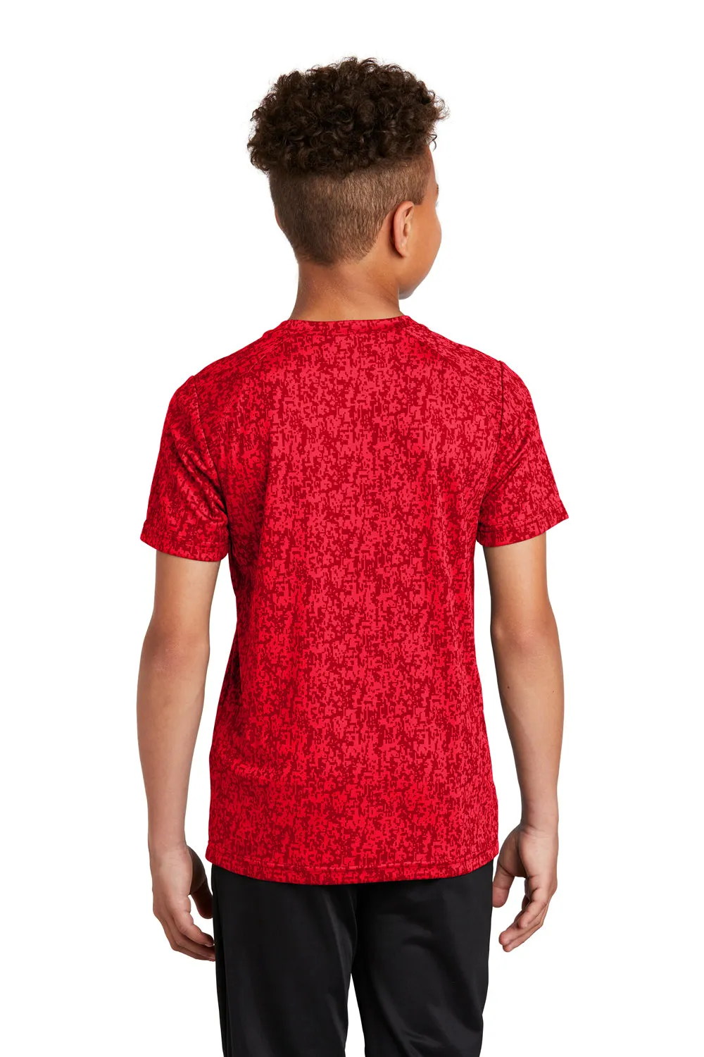 Sport-Tek Youth Digi Camo Moisture Wicking Short Sleeve Crewneck T-Shirt - True Red Clothing Sport-Tek
