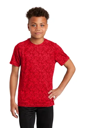 Sport-Tek Youth Digi Camo Moisture Wicking Short Sleeve Crewneck T-Shirt - True Red Clothing Sport-Tek
