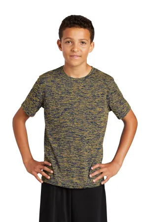 Sport-Tek Youth Electric Heather Moisture Wicking Short Sleeve Crewneck T-Shirt - True Royal Blue Gold Electric - Closeout Clothing Sport-Tek