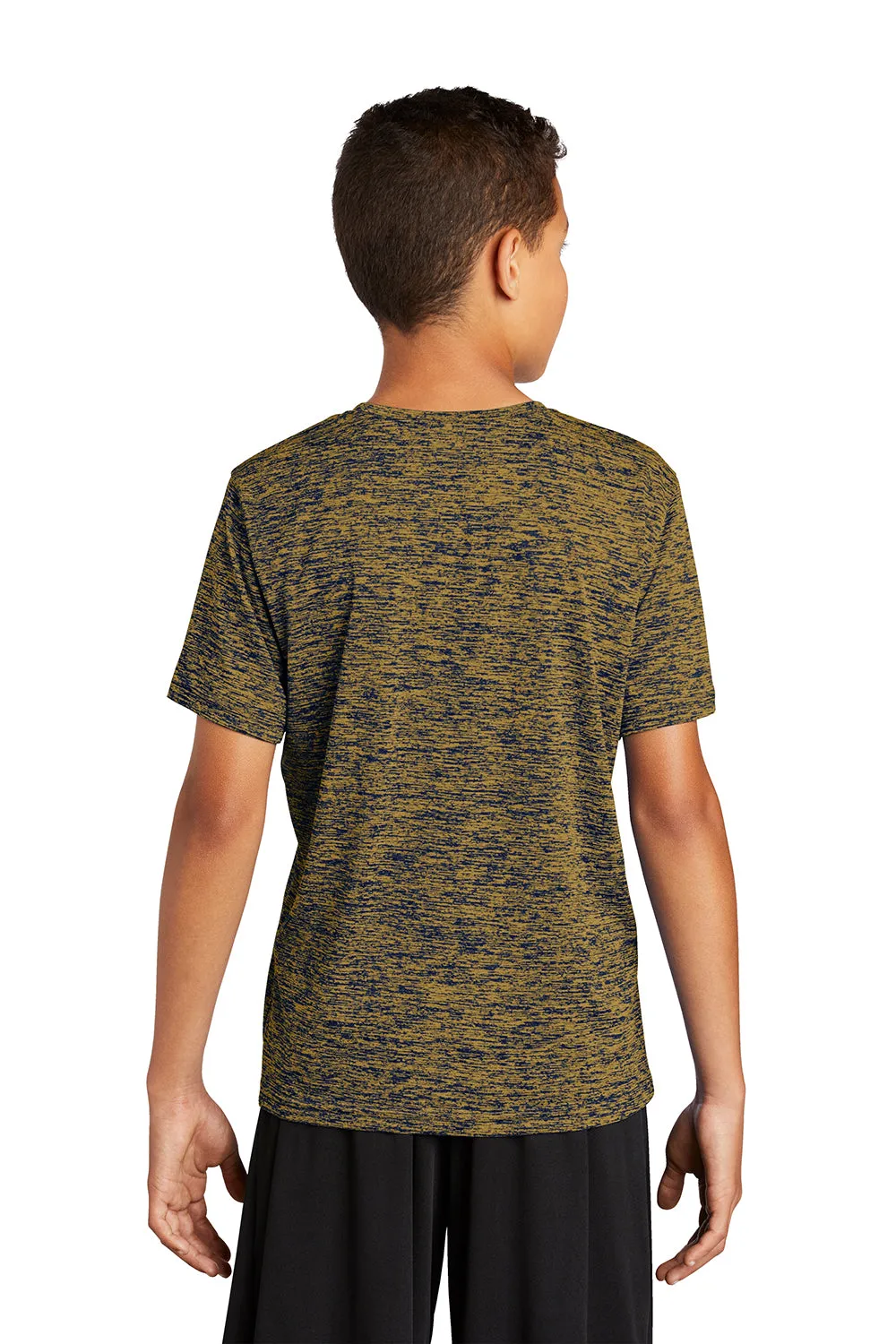 Sport-Tek Youth Electric Heather Moisture Wicking Short Sleeve Crewneck T-Shirt - True Royal Blue Gold Electric - Closeout Clothing Sport-Tek