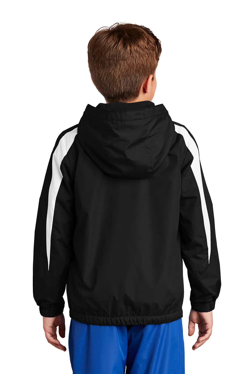 Sport-Tek Youth Full Zip Hooded Jacket - Black/White Clothing Sport-Tek