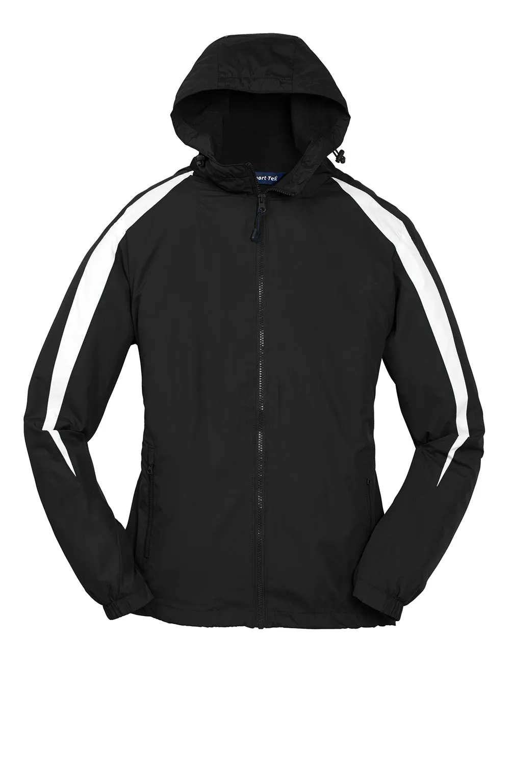 Sport-Tek Youth Full Zip Hooded Jacket - Black/White Clothing Sport-Tek