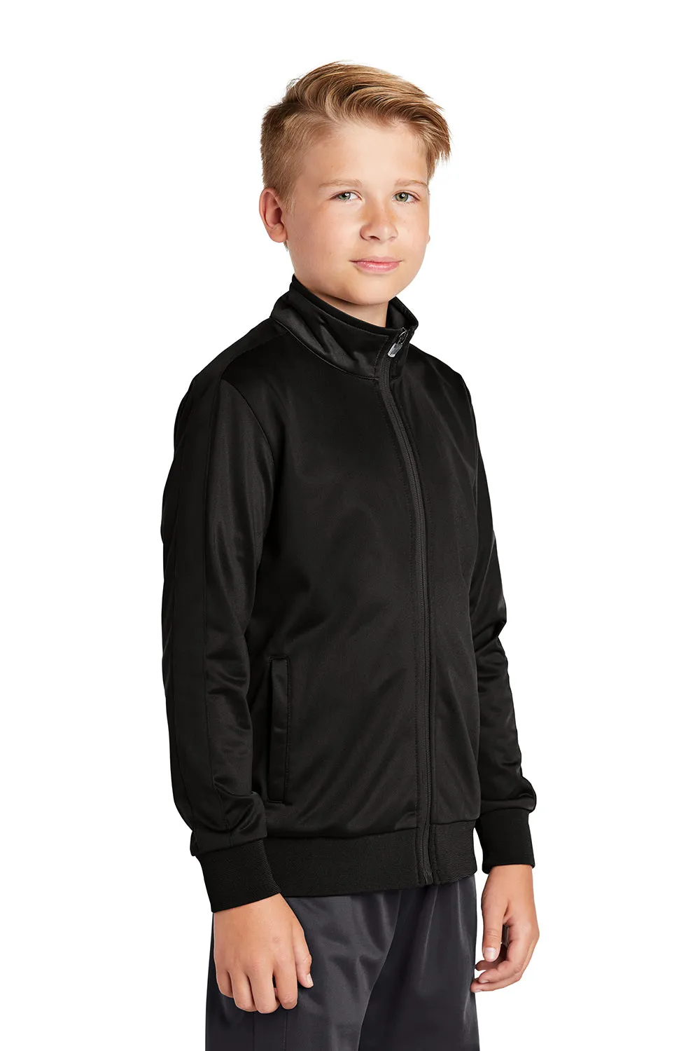 Sport-Tek Youth Full Zip Track Jacket - Black Clothing Sport-Tek