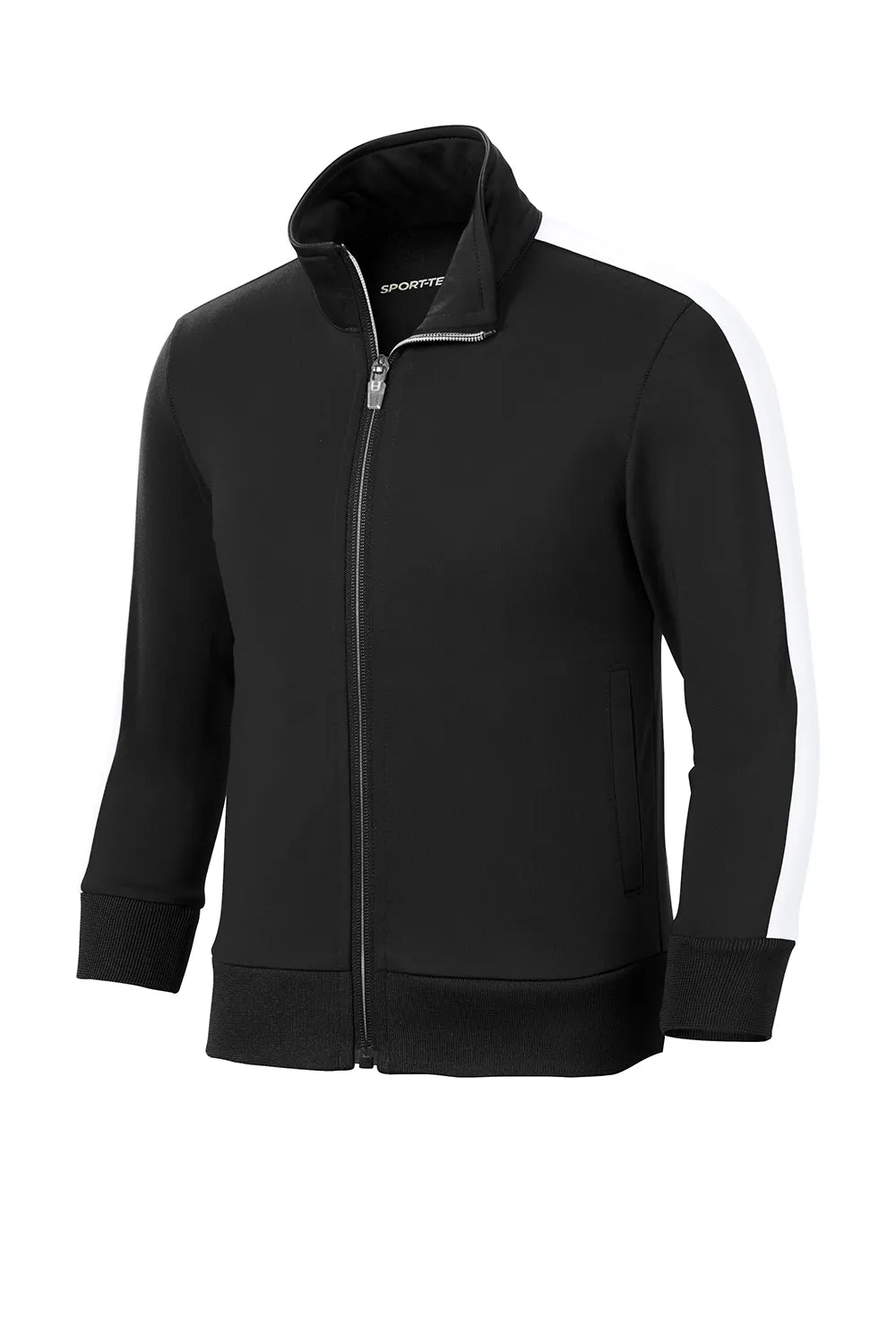 Sport-Tek Youth Full Zip Track Jacket - Black/White Clothing Sport-Tek