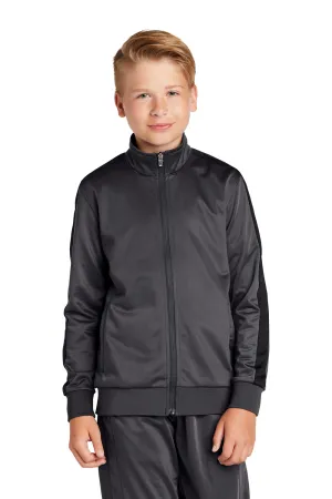 Sport-Tek Youth Full Zip Track Jacket - Graphite Grey/Black Clothing Sport-Tek