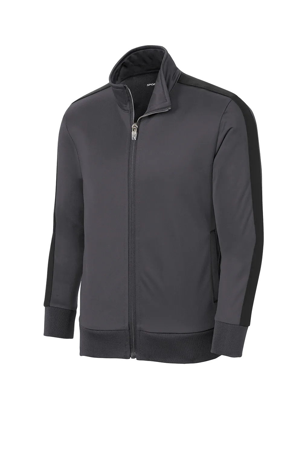 Sport-Tek Youth Full Zip Track Jacket - Graphite Grey/Black Clothing Sport-Tek