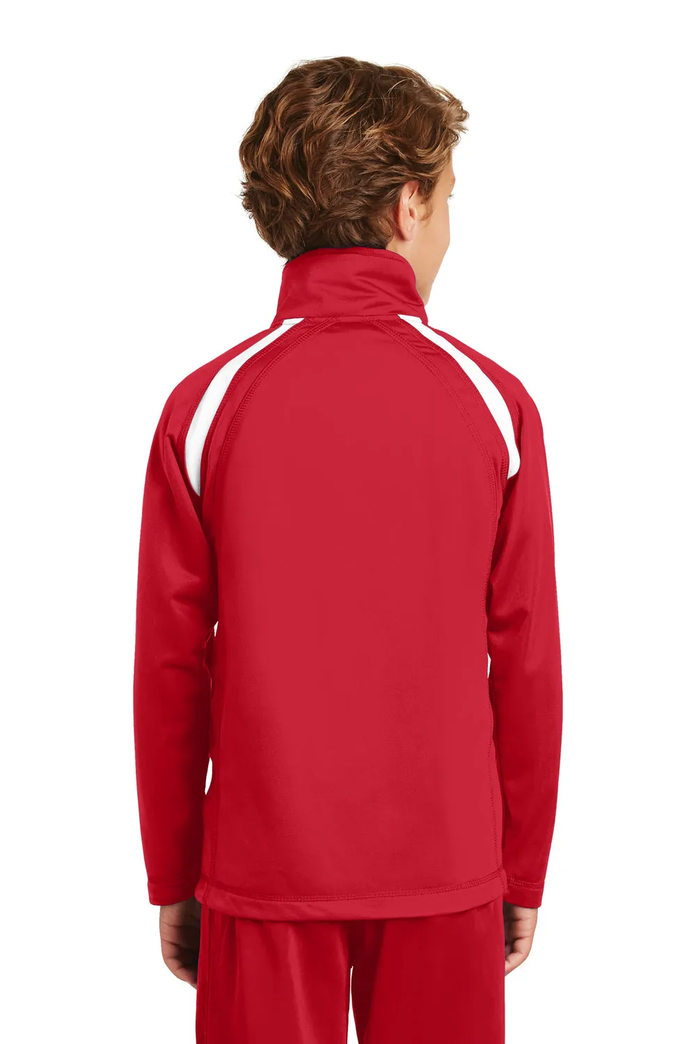 Sport-Tek Youth Full Zip Track Jacket - True Red/White Clothing Sport-Tek