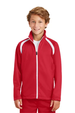 Sport-Tek Youth Full Zip Track Jacket - True Red/White Clothing Sport-Tek