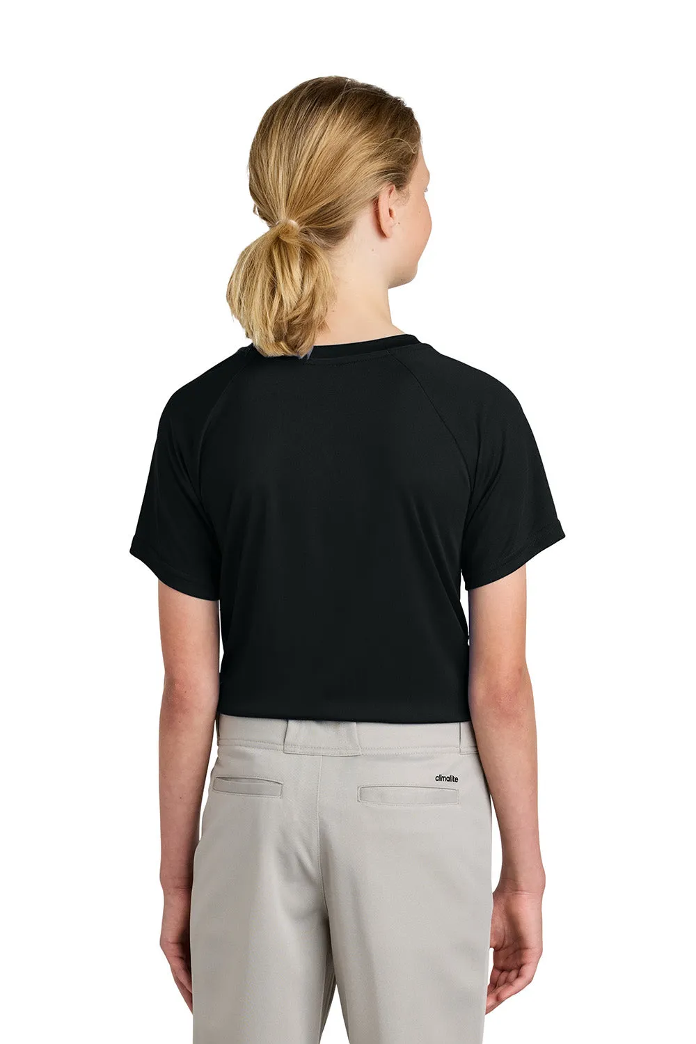 Sport-Tek Youth Moisture Wicking Competitor 2-Button Short Sleeve Henley - Black Clothing Sport-Tek