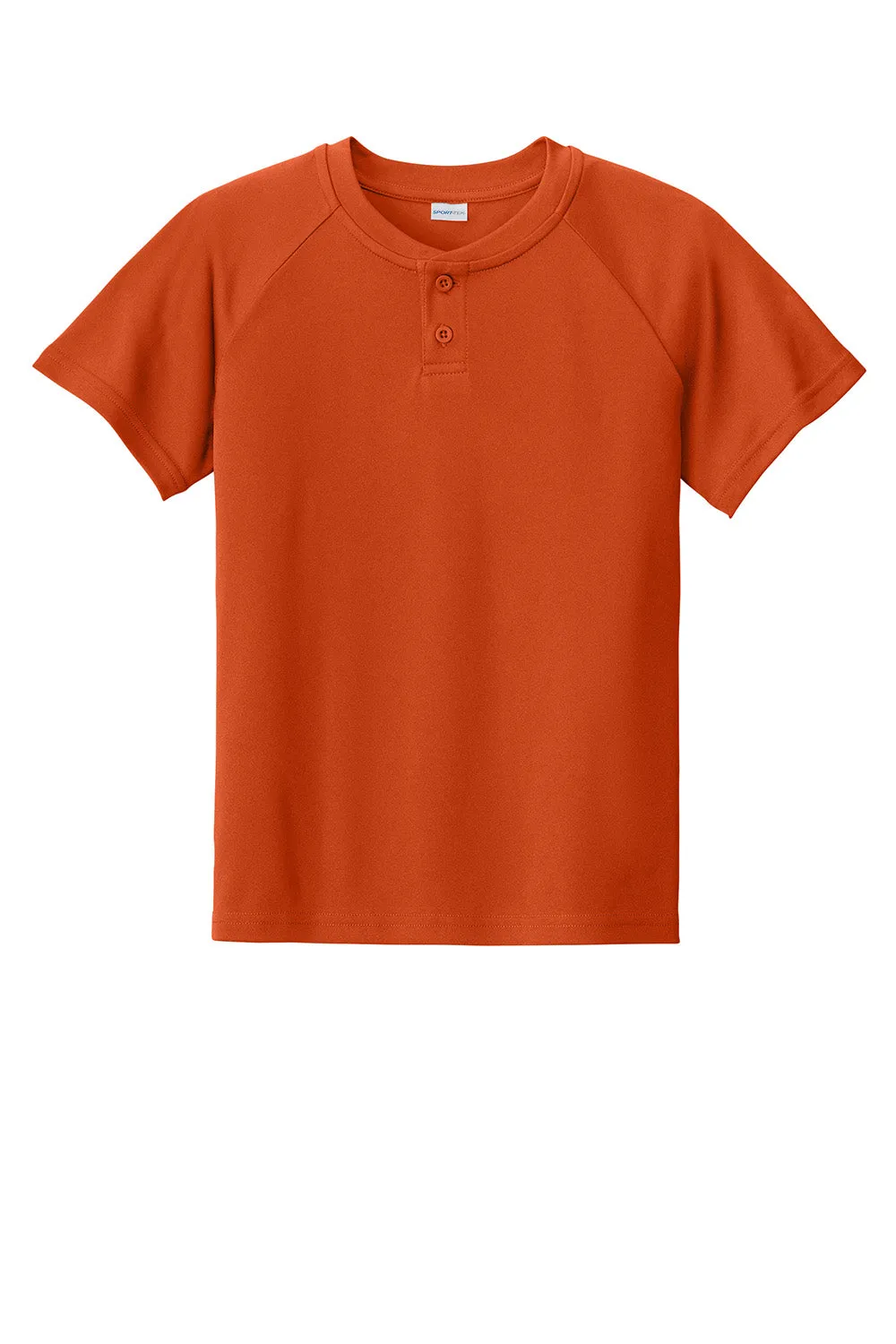 Sport-Tek Youth Moisture Wicking Competitor 2-Button Short Sleeve Henley - Deep Orange Clothing Sport-Tek