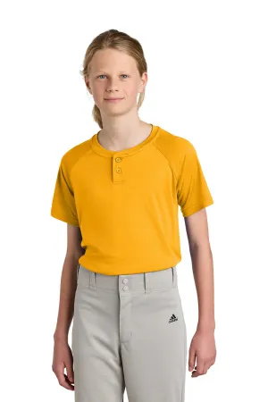 Sport-Tek Youth Moisture Wicking Competitor 2-Button Short Sleeve Henley - Gold Clothing Sport-Tek