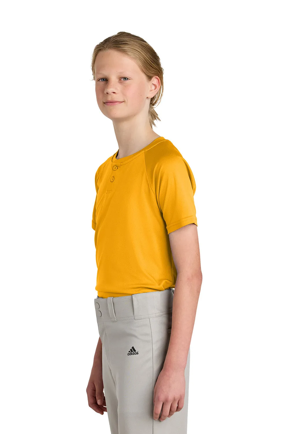 Sport-Tek Youth Moisture Wicking Competitor 2-Button Short Sleeve Henley - Gold Clothing Sport-Tek