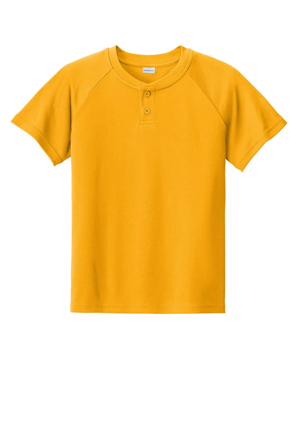 Sport-Tek Youth Moisture Wicking Competitor 2-Button Short Sleeve Henley - Gold Clothing Sport-Tek