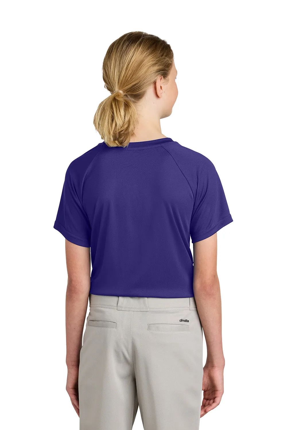 Sport-Tek Youth Moisture Wicking Competitor 2-Button Short Sleeve Henley - Purple Clothing Sport-Tek
